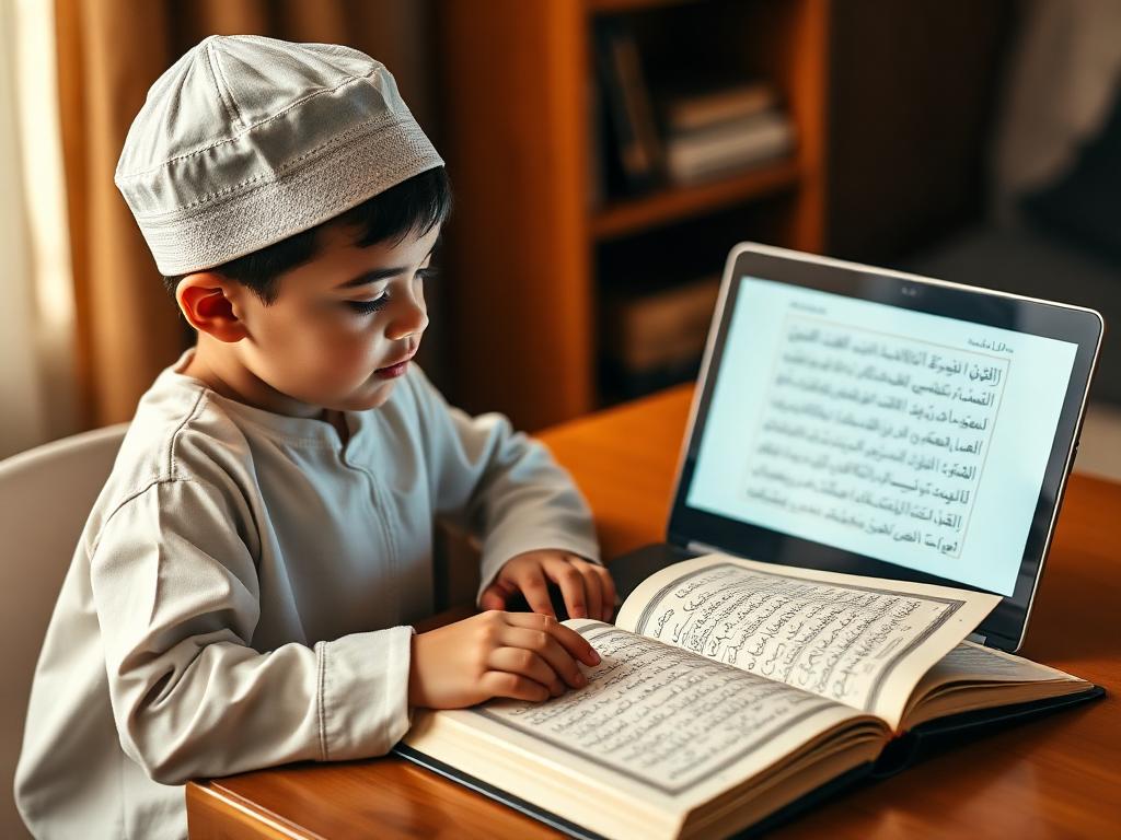 Online Quran teacher with student